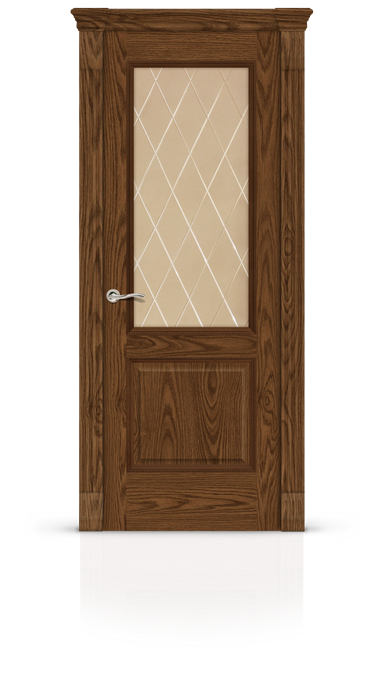 Дверь Бристоль остекленная - дуб мореный, стекло ромбы гравировка