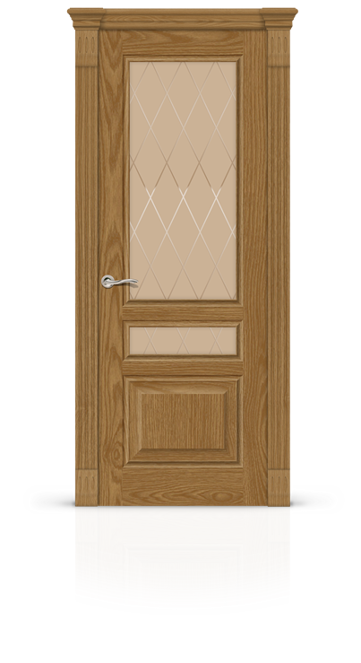 Дверь остекленная Малахит - 2, шпон - дуб медовый