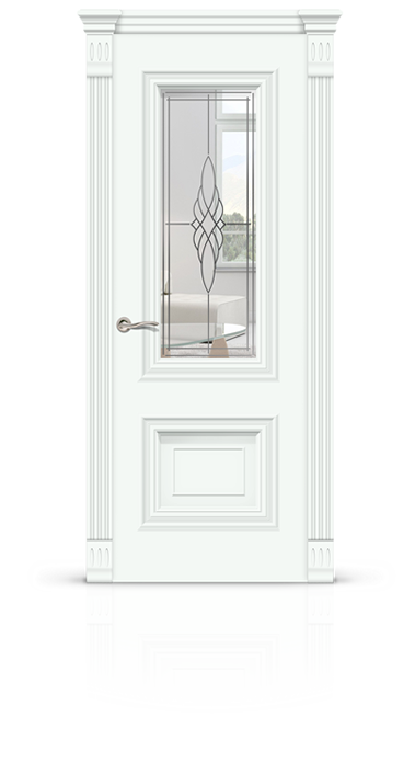 Дверь Мальта стекло прозрачное - Алмаз, эмаль белая - 9003