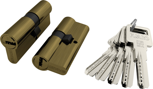 Цилиндровые механизмы FUARO R600 ключ / ключ, цвет - Бронза